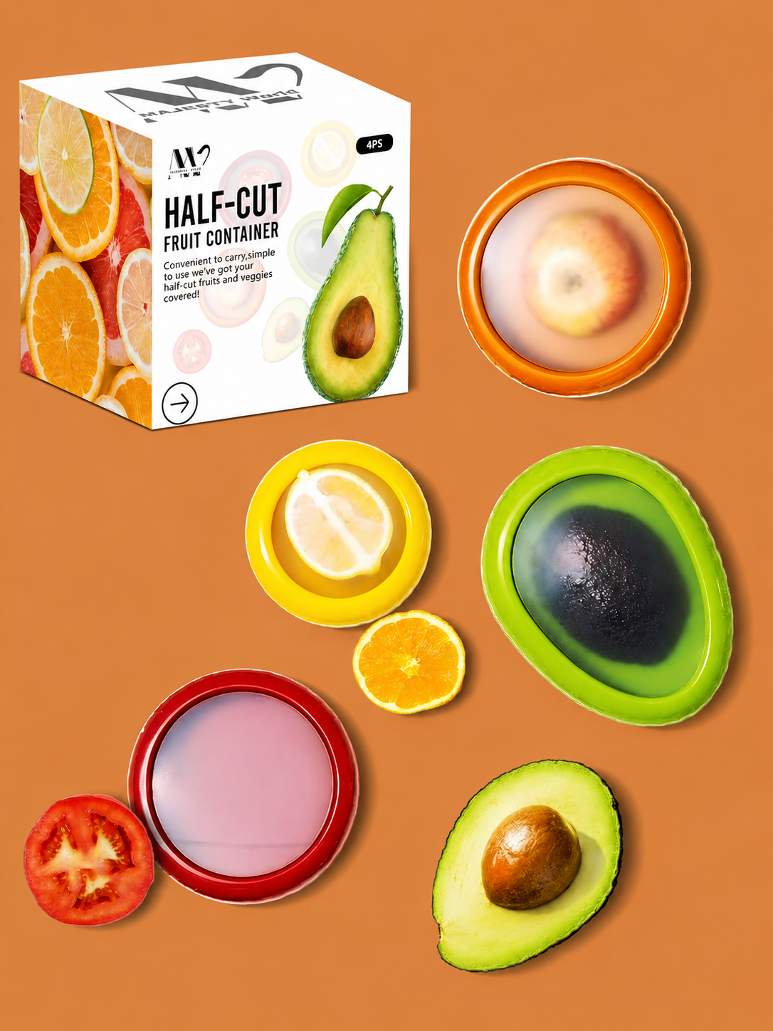 Anti-Oxidation Silicone Fruit and Vegetable Storage Box, Fresh Stretch Pod, Set of 4 Reusable Storage Containers for fridge | Avocado Saver, Tomato, Apple, Onion Holder, Fridge pods