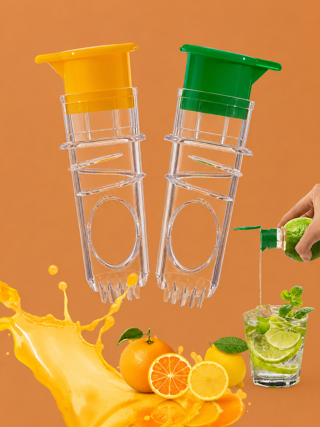 Lemon Squeezer Screw Top 2-Pack, Manual Citrus Juicer with Lid & Filter – BPA-Free Lime Juicer for Lemon/Orange, Easy to Use & Clean, Portable Juice Extractor for Cocktails, Drinks, Cooking & BBQ