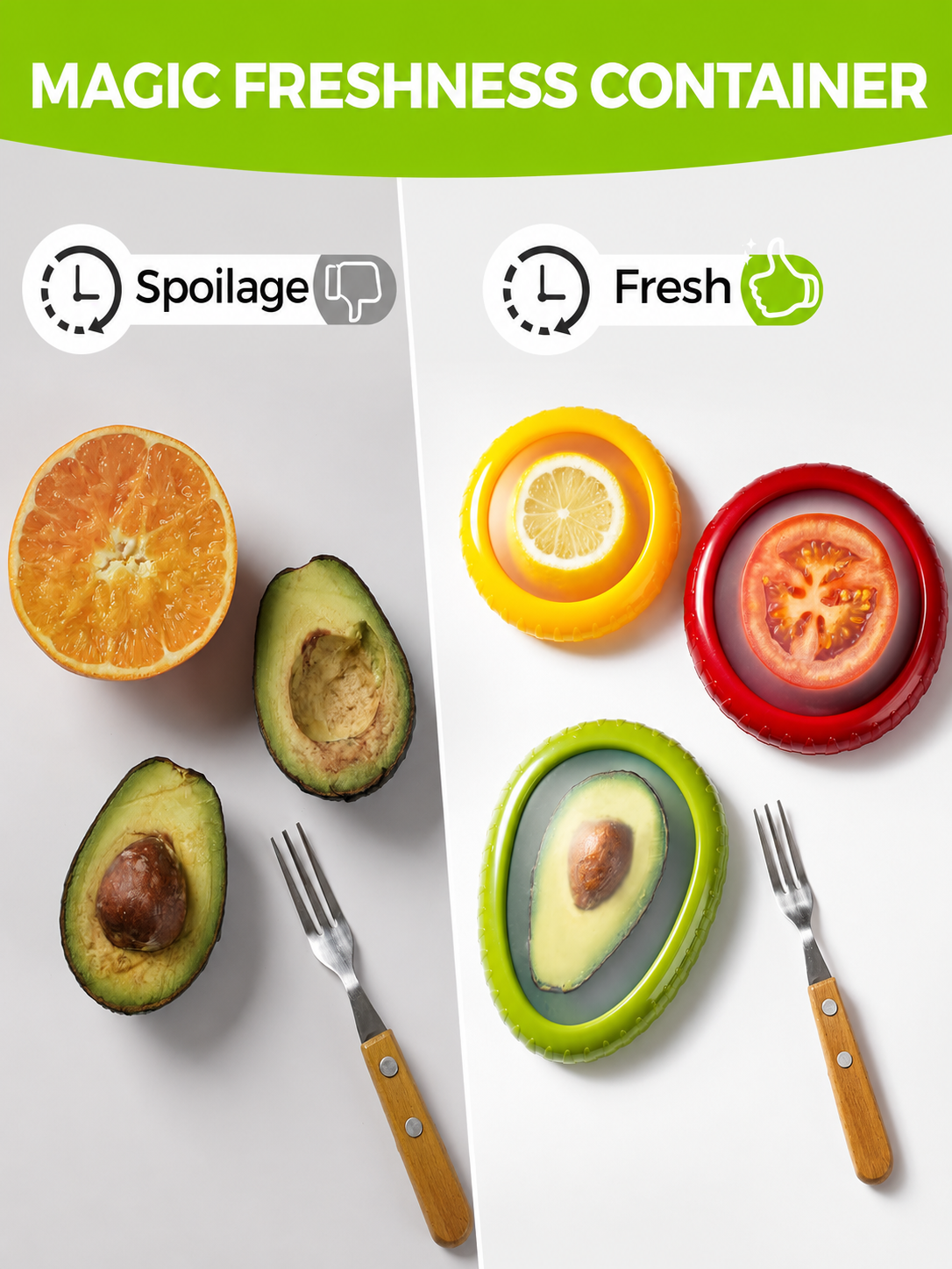 Anti-Oxidation Silicone Fruit and Vegetable Storage Box, Fresh Stretch Pod, Set of 4 Reusable Storage Containers for fridge | Avocado Saver, Tomato, Apple, Onion Holder, Fridge pods
